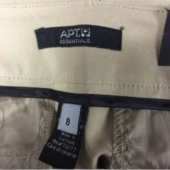 Apt. 9 Essentials Capri Pants Beige Khaki Slim Straight Uniform Stretch Midcalf - Picture 4 of 5